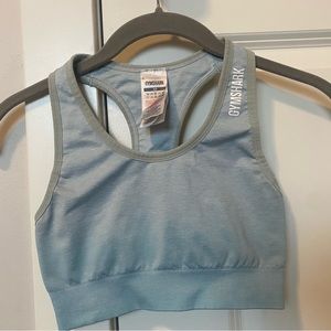 Gymshark Sports Bra Workout Top Size XS Light Blue Grey Running Athletic